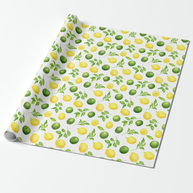 Rustikales Wasserfarbenmuster Limes & Greenery Mus Geschenkpapier (Ungerollt)
