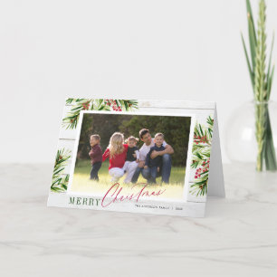 Rustikales Watercolor Garland Foto Frohe Weihnacht Feiertagskarte