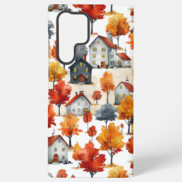 Rustikales Watercolor Wald Village Muster Samsung Galaxy Hülle