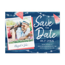 Rustikales Watermelon-Foto Save the Date Einladung