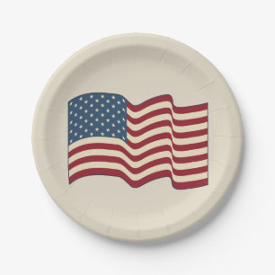 Rustikales Waving American Flag Paper Teller