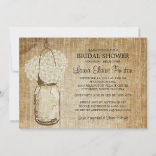 Rustikales Weckglas und Hydrangeas Einladung