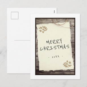 Rustikales Weihnachten-Altes-Papier-Frohe-Weihnach Feiertagspostkarte