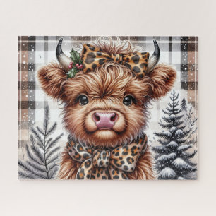 Rustikales Weihnachten Highland-Kuh Puzzle