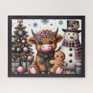 Rustikales Weihnachten Highland-Kuh Puzzle
