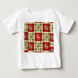 Rustikales Weihnachten Karierter Baby-T - Shirt -