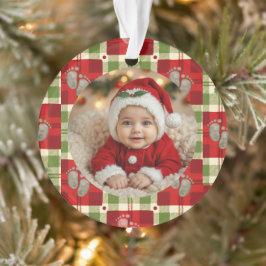 Rustikales Weihnachten Kariertes Baby's First Chri Ornament