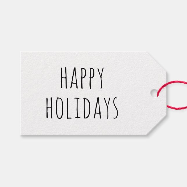 Rustikales Weihnachten | Minimalistisch Kraft Happ Geschenkanhänger (Vorderseite (Horizontal))