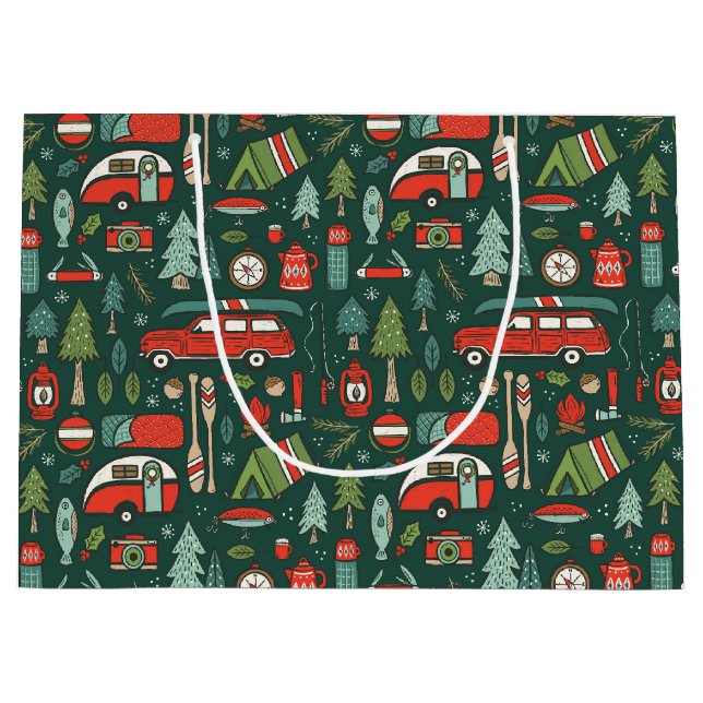 Rustikales Weihnachts-Camping Große Geschenktüte (Vorderseite)