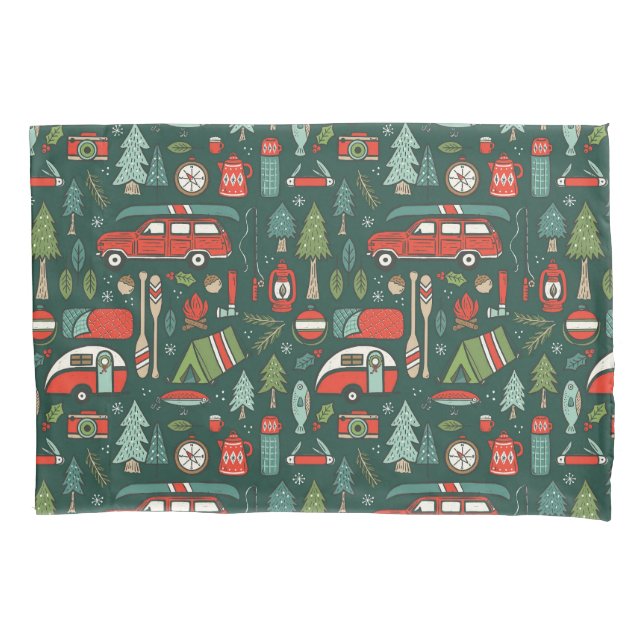 Rustikales Weihnachts-Camping Pillowcase Kissenbezug (Vorderseite-Links)