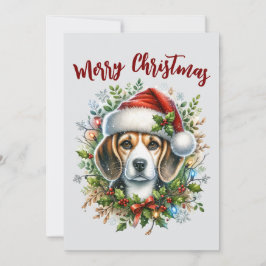 Rustikales Weihnachts-Farmhouse-Design für Beagle- Feiertagskarte