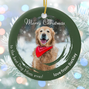 Rustikales Weihnachts-Haustier-Foto-Ornament für H Keramik Ornament