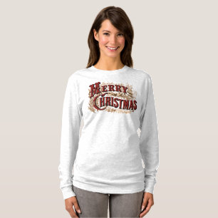 Rustikales Weihnachts-Langarm-T-Shirt T-Shirt