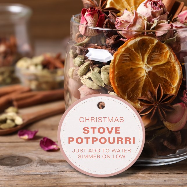 Rustikales Weihnachts-Ofen-Potpourri Geschenkanhänger (Rustic Christmas Stove Potpourri Favor Tags)
