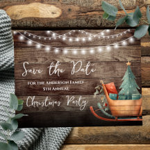 Rustikales Weihnachts-Party Save the Date Postkart