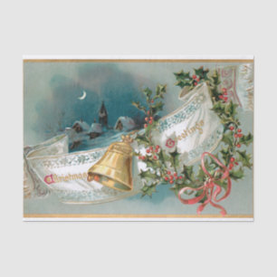 Rustikales Weihnachtsbanner mit Glocke, Ribbon & H Seidenpapier