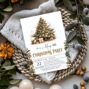 Rustikales Weihnachtsbaum-Party mit Goldakzenten Einladung