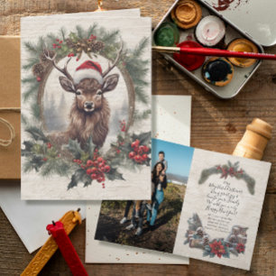 Rustikales Weihnachtsbaumgewächse Foto Dankeskarte