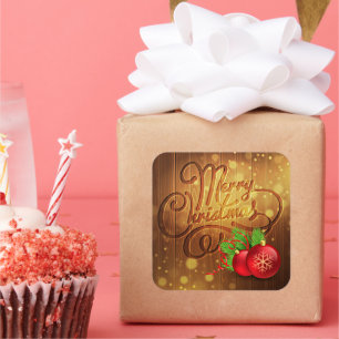 Rustikales Weihnachtsbaummuster Quadratischer Aufkleber