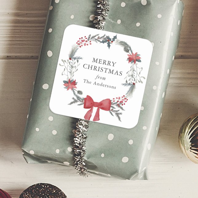 Rustikales Weihnachtsfeiertag-Geschenk Quadratischer Aufkleber (Von Creator hochgeladen)