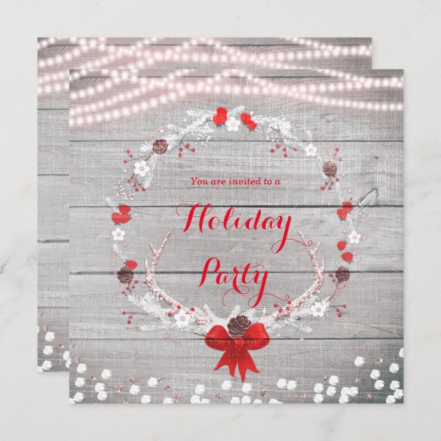 Rustikales Weihnachtsfeind Weißen Wald Einladung (Vorne/Hinten)