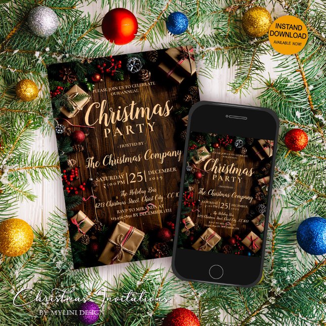 Rustikales Weihnachtsfest-Party Einladung (Von Creator hochgeladen)