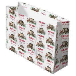 Rustikales Weihnachtsgebäck Laterne Pine Berries Große Geschenktüte