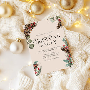 Rustikales Weihnachtsgebäck Party laden ein Tan Feiertagskarte