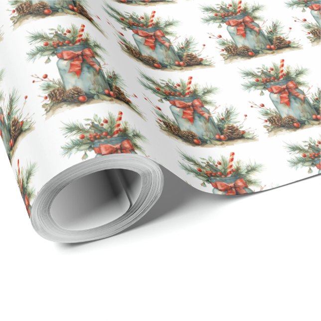 Rustikales Weihnachtsgeschenk Wrapping Paper Red B Geschenkpapier (Rolleneckpunkt)