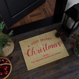 Rustikales Weihnachtsgrün Brown Paper Look Doormat Fußmatte