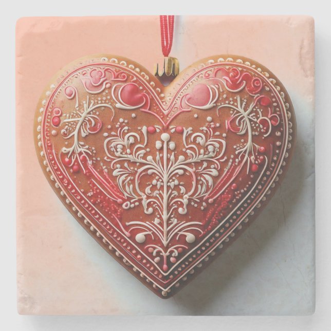 Rustikales Weihnachtskeks dekoriert Urlaub Steinuntersetzer (Vorderseite)