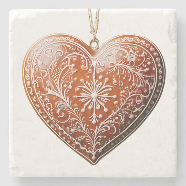 Rustikales Weihnachtskeks dekoriert Urlaub Steinuntersetzer (Vorderseite)