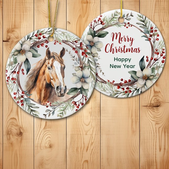 Rustikales Weihnachtskraut Sorrel Rotes Pferd Keramik Ornament (Von Creator hochgeladen)