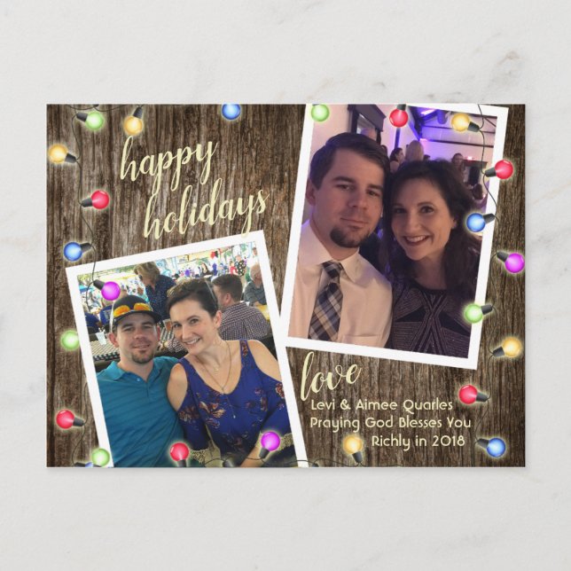 Rustikales Weihnachtslicht Foto Postkarte (Vorderseite)