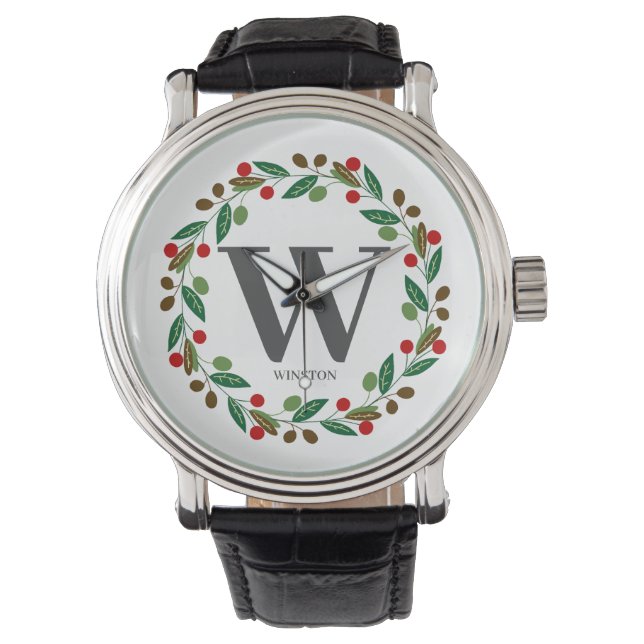 Rustikales Weihnachtsmongramm - Urbrand Armbanduhr (Vorderseite)