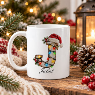 Rustikales Weihnachtsmonogramm Buchstabe J Kaffeetasse
