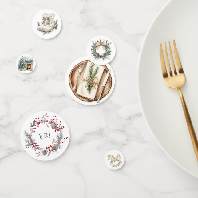 Rustikales Weihnachtsmonogramm Konfetti (Gruppe)