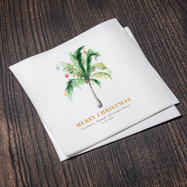 Rustikales Weihnachtspalmenblätterpapier Serviette (Palm Trees Coastal Christmas Party Paper Napkins)