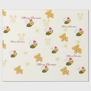 Rustikales Weihnachtspapier mit Bienen Geschenkpapier