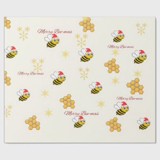 Rustikales Weihnachtspapier mit Bienen Geschenkpapier
