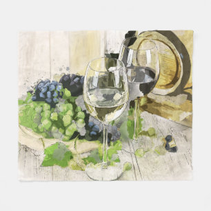 Rustikales Weinbarrel Glass und Traubenwurzel Blan Fleecedecke