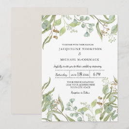 Rustikales Weingut Boho Eukalyptus Grüne Hochzeit Einladung