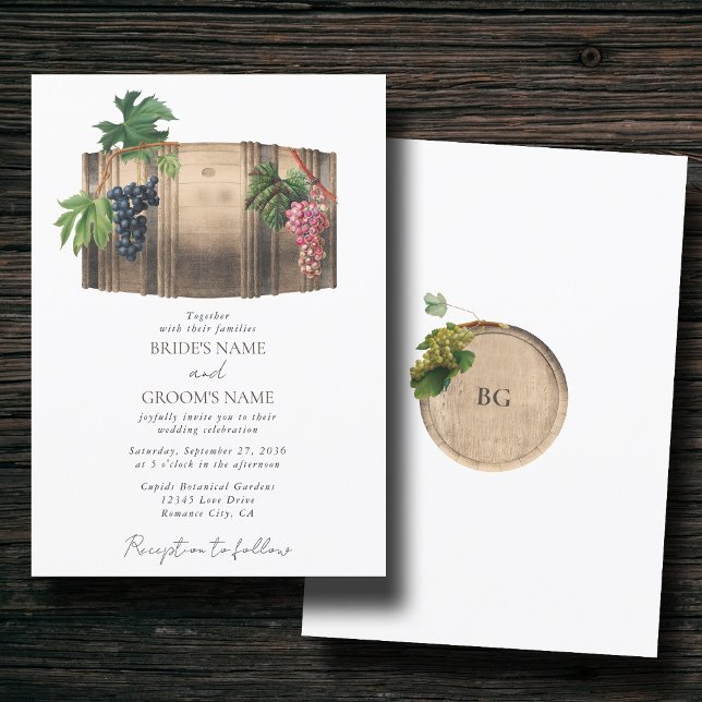 Rustikales Weinkeller Weinkeller Weinberg Hochzeit Einladung (Rustic Wine Barrel Winery Vineyard Wedding Invitation)