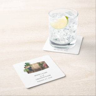 Rustikales Weinkeller Weinkeller Weinberg Hochzeit Rechteckiger Pappuntersetzer