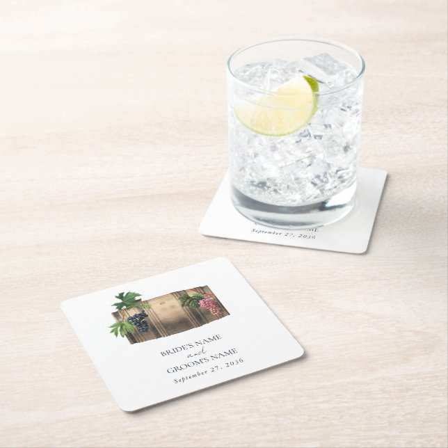 Rustikales Weinkeller Weinkeller Weinberg Hochzeit Rechteckiger Pappuntersetzer (Vor Ort)