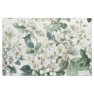 Rustikales Weiß Grün Botanisches Vintage Boho Flor Stoff
