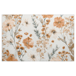Rustikales Weiß-Orange-Botanisches-Vintage-Boho-Bl Stoff