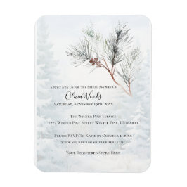 Rustikales Weißer Winter Pine Brautparty Magnet