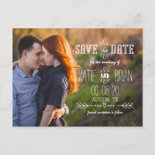Rustikales Weißes Foto Save the Date Postkarte