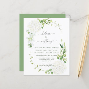 Rustikales weißes Hydrangea Hochzeit Einladung